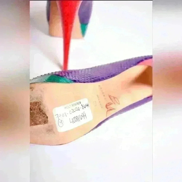 Insane BRIAN ATWOOD Purple Green Coral Watersnake  Miami 6" Pumps 38/39 Italy - Picture 6 of 6